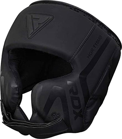RDX Boxing Headgear Sparring Grappling, Maya Hide Leather, Head Gear for MMA Muay Thai Kickboxing Training, Multi Layered Padding, Taekwondo Martial Arts BJJ Wrestling Karate, Black - size: Medium