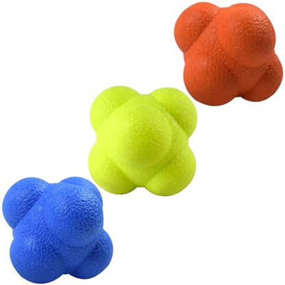 AIRLAXER Reaction Ball,Reflex Ball for Hand Eye Coordination Training,2.83 inch,Pack of 3-Orange,Blue,Yellow.