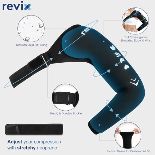 REVIX Ice Wrap for Shoulder and Arm – Reusable Cold Pack & Compression Ice Sleeve for Pitchers, Volleyball Players, Muscle Recovery, Elbow Ice Pack Pain Relief for Athletes, Daily Use - style: Medium