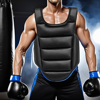 Boxing Body Protector, Reversible Chest Protector, Adjustable Taekwondo Sparring Gear, Sponge Boxing Training Equipment 160-180cm Equipment for Training Body Guard - color: Black & White