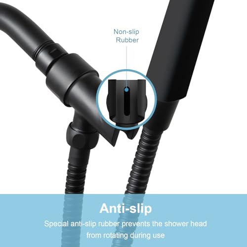 OFFO Shower Head Holder All Metal for Handheld Shower Head, Adjustable Shower Arm Mount with Solid Brass Pivot Ball, 1/2 in IPS Female Inlet and Male Outlet, Matte Black - style: Matte Black