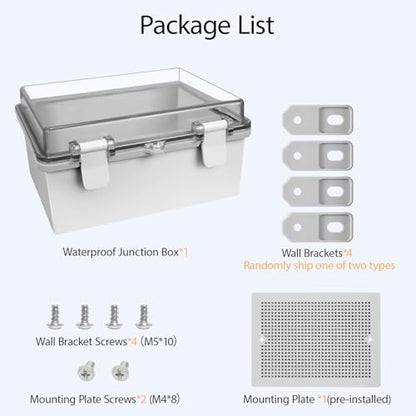 ABS Plastic Dustproof Waterproof IP65 Junction Box Hinged Shell Universal Electrical Project Enclosure Gray, with PC Transparent Clear Cover 8.7 x 6.7 x 4.3inch(220 x170 x110mm) - size: 8.7" x 6.7" x 4.3"