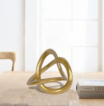 Modern Geometric Round Sculpture Gold Knot Statue Decor Tabletop Sculpture and Figurines Round Decorative Ornaments Knick Knacks Home Decor for Shelves Coffee Table Bookshelf Decoration Gifts - style: round