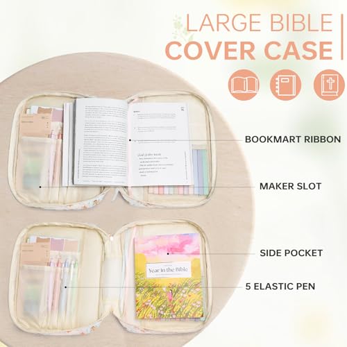 Bible Cover Case for Women Large Bible Cover with Durable Handle Quilted Bible Carrying Case for Girls Bible Study Supplies Accessories (Autumn Butterfly Bloom, Autumn Butterfly Bloom) - color: Autumn Butterfly Bloom