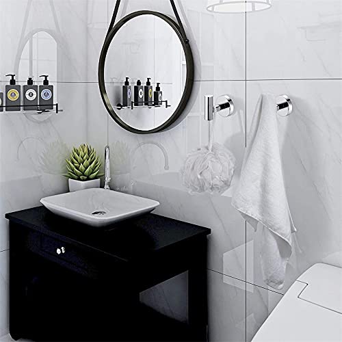 Nolimas Towel Coat Hook Polished Chrome, SUS304 Stainless Steel Bathroom Clothes Cabinet Closet Sponges Robe Hook Wall Mounted Round Kitchen Heavy Duty Door Hanger 4 Packs - color: 4pcs Polished Chrome