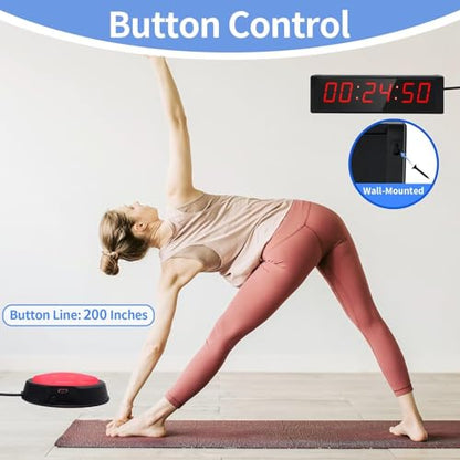 Large Stopwatch with Start/Stop Button, LED Digital Timer with Remote, Countdown Clock with Buzzer, Gym Clock for Home Gym, Interval Timer for Workout, Plug in (with Stand) - style: Plug-in(with stand)