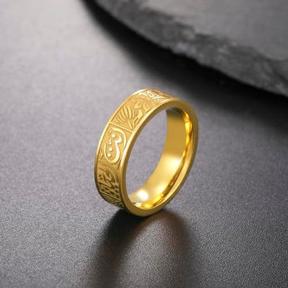 VASSAGO Stainless Steel Rings for Men Women Trendy Muslim Allah Ring Islam Arabic Shahada Ring Jewelry Gifts - color: gold, size: 9
