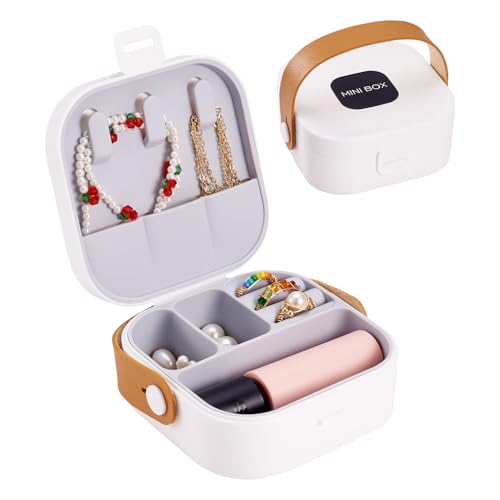 Silicone Jewelry Boxes Present Box,PU Leather Travel Jewelry Case,Mini Jewelry Box Travel Jewelry Box Jewelry Gift Boxes Necklaces Earrings Bracelets Boxes for Women,White - color: White