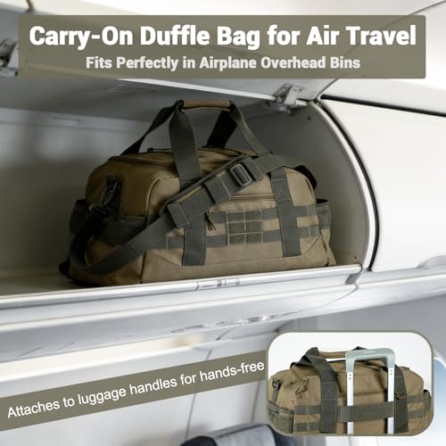Hannibal Tactical 35L Large Duffle Bag, 3-in-1 Tactical Backpack MOLLE Pack for Sports/Gym/Outdoor, Coyote with Olive - color: Coyote with Olive