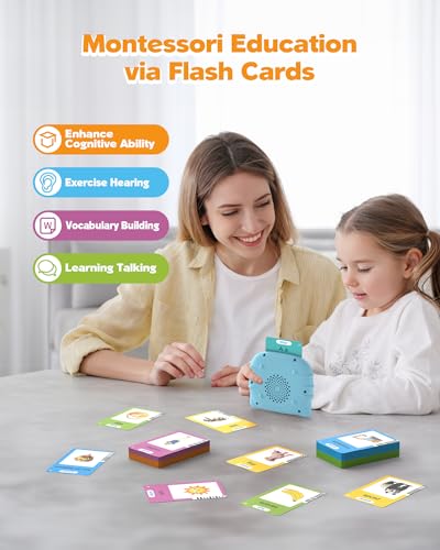 Airbition 510 Words, Talking Flash Cards for Toddler 1 2 3 4 Year Olds, Language Learning Toys, Pocket Speech Therapy Toys, Montessori Tools with 31 Themes, Children's Sensory Device - style: 510 Words English Blue