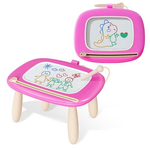 Kikidex Toddler Toys for 1-3 Years, Sturdy Magnetic Doodle Board, Reusable, No Mess, Educational Learning Toys for Kids Birthday (Rose) - color: Rose