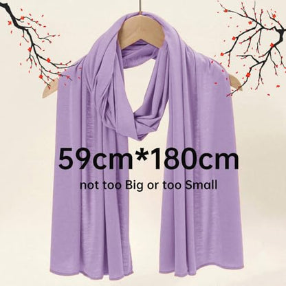 Muslin Hijab Scarf for Women Long Headscarves Solid Head Wraps Soft Pashminas Shawls - color: Lavender Muslim Hijab Scarf