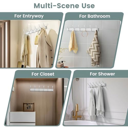 Coat Rack Wall Mount with 6 Hooks (White, 1 Pack), Heavy Duty Wall Coat Hooks for Entryway, Bedroom, Closet, Hanging Hats, Bags, Purses - color: White, size: 1 Pack