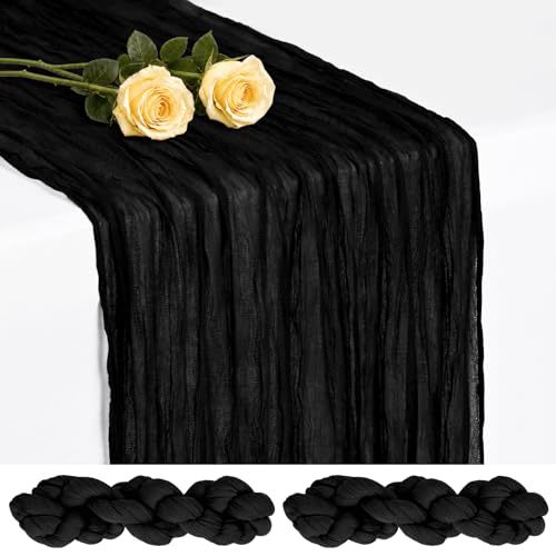 Showgeous 2 Pack Black Cheesecloth Table Runner, 17 x 108 Inches - color: Black, size: 2 Pack