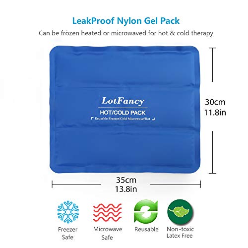 LotFancy Ice Pack for Injuries, Reusable Large Hot Cold Pack for Therapy, Heating or Cooling Gel Pad for Back Shoulder Knee Waist Sprains, Muscle or Joint Pain Relief, 14" x12" - style: 13.8x11.8in
