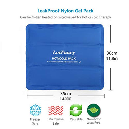 LotFancy Ice Pack for Injuries, Reusable Large Hot Cold Pack for Therapy, Heating or Cooling Gel Pad for Back Shoulder Knee Waist Sprains, Muscle or Joint Pain Relief, 14" x12" - style: 13.8x11.8in
