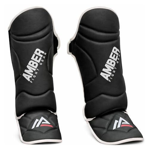 Centurion Muay Thai Shin and Instep Guards, High-Density Foam Protection, Skintex Leather, Adjustable Straps, Lightweight & Durable for MMA, Kickboxing, Muay Thai, and Taekwondo - size: Large