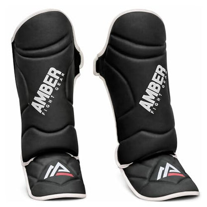 Centurion Muay Thai Shin and Instep Guards, High-Density Foam Protection, Skintex Leather, Adjustable Straps, Lightweight & Durable for MMA, Kickboxing, Muay Thai, and Taekwondo - size: Large
