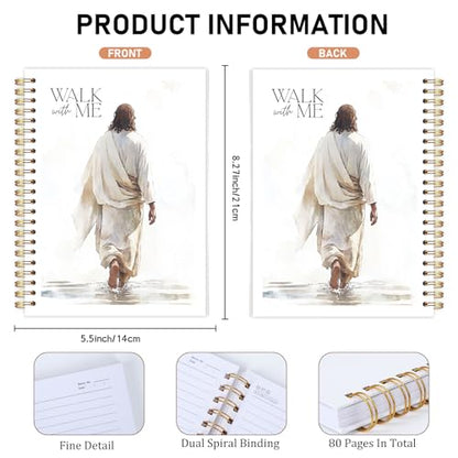 Jesus Bible Journal Notebook - Christian Gifts for Women, Hardcover Inspirational Walks with Me Bible Verse Note Book for Church Notting Scripture Study Stationery Supplies Religions Gift - color: Jesus Walks With Me