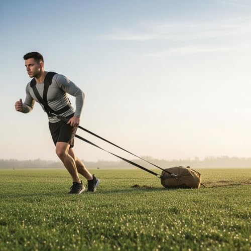 Qianly Speed Training Sled Harness Padded Shoulder Straps Resistance Training Harness Fitness Equipment for Runners, Athletes, Outdoor, Gym