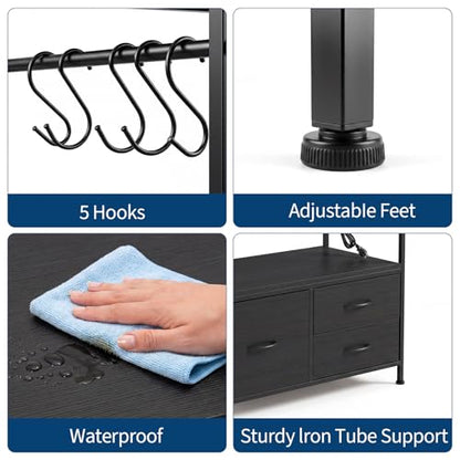 Garvee 20-29 Gallon Fish Tank Stand, Metal Double Aquarium Stand with Cabinet, Heavy Duty Reptile Terrarium Stand, for Home Office Fish Tank Shelf, 31.5" l x 15.7" w x 32.5" h, 330LBS Capacity, Black