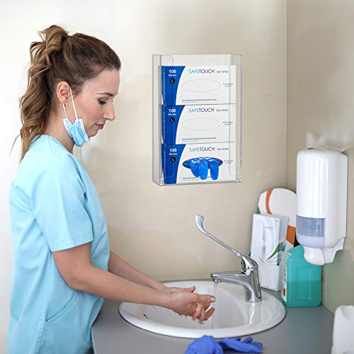Acrylic Glove Box Holder, Wall-Mounted Glove Dispenser, Floating Glove Box Organizer, Large Size (for 3 Boxes), 10.5" W x 15.0" H x 3.5" D (Mounting Hardware Included) - size: Large (for 3 Boxes)