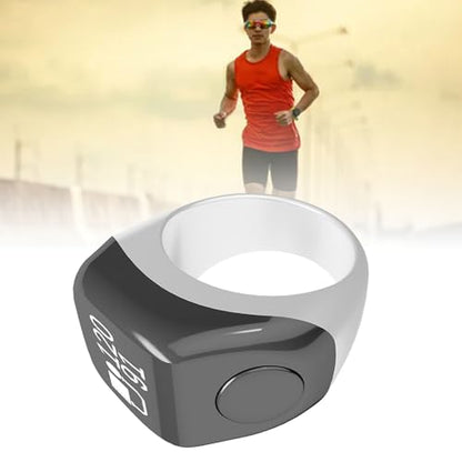 Finger Smart Tally Counter Ring, Muslim Digital Azan Alarm Clock, Vibration Reminder, Touch Control, 0.42in Screen, for Nice Islamic Gift - color: White