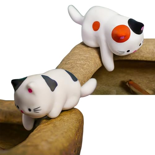 Cute Cat Figures Aquarium Miniature Decoration with Fishing and Lying Down Model Statue for Fish Tank Decorations and Ornament (2 Pcs Touching Cats) - color: 2 Pcs Touching Cats