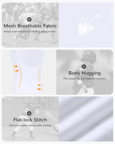 Runhit Youth Baseball Chest Protector Softball Lacrosse Football Padded Compression Shirt Heart Guard Sternum Protection - color: White, size: Large