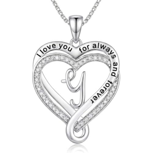 Heart Initial Necklace for Women Double Heart Letters Necklaces - color: Y