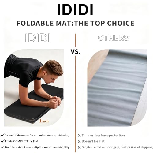 Foldable Exercise Pad Extra Thick 1.2" x 14" x 24" | POE Non-Toxic Multi-Functional Knee & Elbow Cushion for Push Up, Yoga, Pilates, Home & Gym Use for Adults & Kids - color: Black+Gray