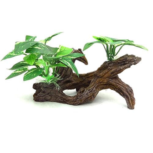 alfyng Driftwood Fish Tank Decorations Resin Trunk Cave Aquarium Ornaments | Artifical Silk Aquarium Plants Simulation Plants Betta Silk Leaf Tank Accessories Goldfish Bowl Décor - color: A