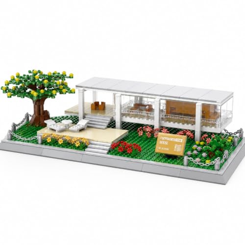 661Pcs Farnsworth House Illinois Building Set World Landmark Architecture Model Collectible Toy for Kids and Adults - color: Farnsworth House