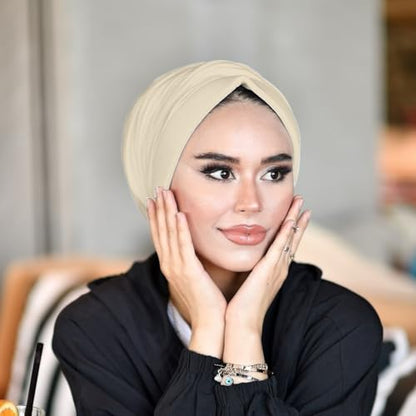 para life Dubai Turbans for Women, Breathable Instant Turban|Std Size Stretchable Cotton|Hijab Cap&Undercap - color: Blonde