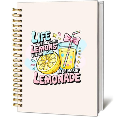 Bible Verse Journal Notebook - Religions Gifts for Women, Inspirational Hardcover Note Book for Church Notting Stationery Supplies Christian Gift for Prayer 5.5x8.3 Inches - color: Life Gave Me Some Lemons But My Jesus He Be Makin' Lemonade