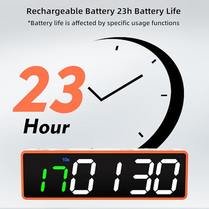 Mini Portable Gym Timer Clock, Large LED Digital Display Screen, Powerful Magnet, Powerful Battery, Count up/Down, Stopwatch, Exercise Interval Timer, Eight Fitness Modes, Suitable for Home and Gym - color: Orange