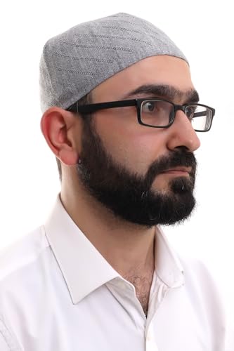 ihvan online Kufi Hats for Men, Taqiya, Takke, Turkish Muslim Winter Woven Caps, Peci, Islamic Prayer Skullcap, Islamic Gifts - color: Grey Open
