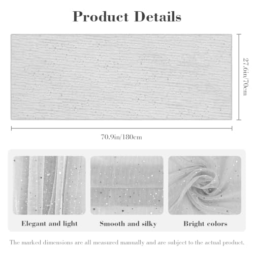 Sequin Scarf for Women Lightweight Mesh Shawl Wrap Bandana Hijab Headscarf for Summer Evening Dress - color: White