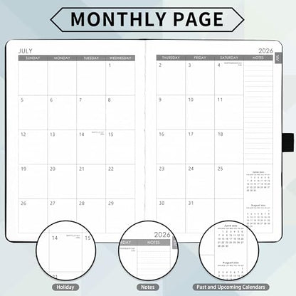 2026-2027 Planner - Academic Planner 2026-2027 Weekly Monthly Planner, July 2026 - June 2027, 5.7'' x 8.4'', Thick Paper, Leather Cover, Pen Holder, Back Pocket, Perfect Daily Organizer - Black - color: Black