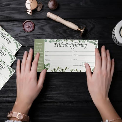 1100 Count Church Offering Envelopes Greenery Bill Size Blank Envelope Tithe Donation My Offering for Checks Cash Religious Occasions Church Supplies