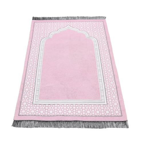 Islamic Prayer Rug Elegant Masjid Pattern Thin Mat Muslim Portable Blanket Ramadan Eid Gift Rug Turkish Prayer Carpet - Pink 1pc - color: 1pc Pinkc