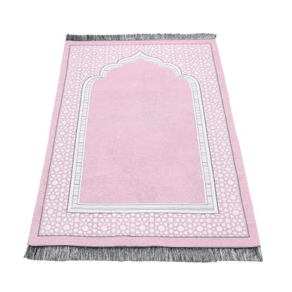 Islamic Prayer Rug Elegant Masjid Pattern Thin Mat Muslim Portable Blanket Ramadan Eid Gift Rug Turkish Prayer Carpet - Pink 1pc - color: 1pc Pinkc