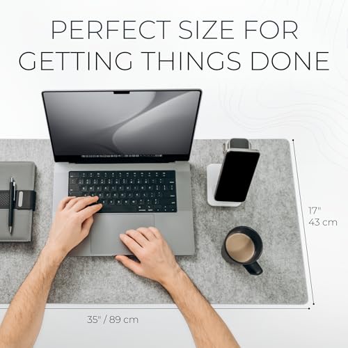 Nordik Felt Desk Mat - Large Felt Desk Pad - Marle (35 x 17 inches) | Premium Desk Matt for Desktop, Full Desk Keyboard Mouse Pad, High Quality Felt and Non-Slip Rubber Liner for Home and Office - color: Marle