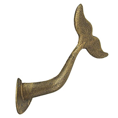 Bronze Finish Cast Iron Whale Tail Decorative Garden Hose Holder Wall Mounted Hook - Easy Install - Home Storage - Outdoor Nautical Decor - 10.5 Inches High | Nautical Wall Hook Form, 9.5 Inch Wide, 8.5 Inch Deep, Three-Point Mount with Bolts and Anchors