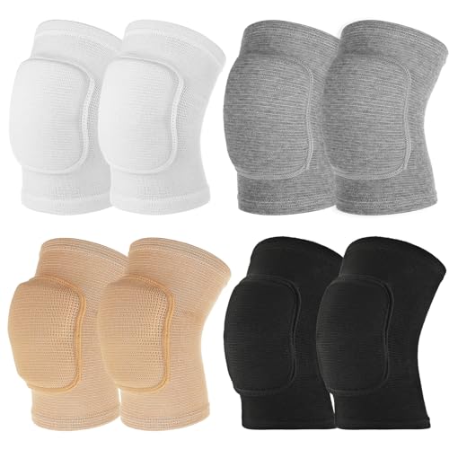 COMNICO 4 Pairs Elbow Brace Volleyball Elbow Protector Pads Breathable Sponge Arm Support Compression Sleeve Strap for Teenagers Women Men Workouts Fitness Basketball Baseball Tennis Football Golfers