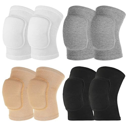 COMNICO 4 Pairs Elbow Brace Volleyball Elbow Protector Pads Breathable Sponge Arm Support Compression Sleeve Strap for Teenagers Women Men Workouts Fitness Basketball Baseball Tennis Football Golfers