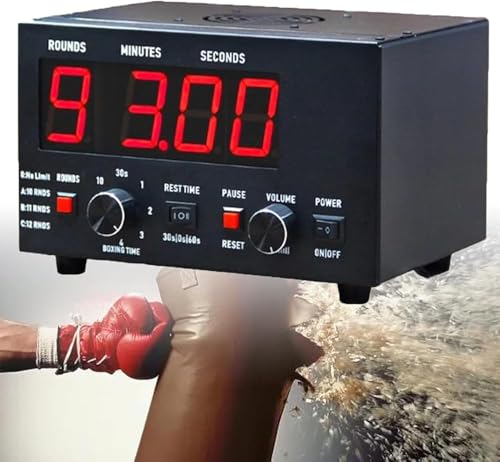 Classic Boxing Interval Timer, Professional Gymnastics Timer with LED Display, 1-12 Challenge Rounds and Adjustable Buzzer, 30S-10min Workout and 0/30/60S Rest Time(Color:Red) - color: Red