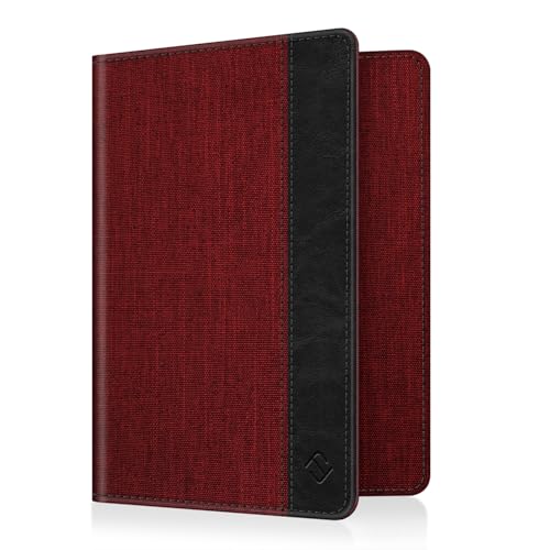 FINTIE Passport Holder, Slim Travel Wallet RFID Blocking Card Case Cover - color: Denim Burgundy