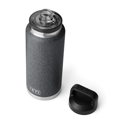 YETI Rambler 36 oz Bottle, Vacuum Insulated, Leakproof, Stainless Steel with Chug Cap - color: Black Stone-Textured