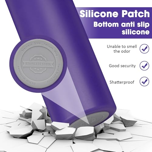 Insulated Water Bottle 24oz, Stainless Steel Double Wall Vacuum Sports Flask with 2-in-1 Straw & Chug Lid, BPA-Free, Leak Proof, Keeps Cold 24H for Travel Gym School - color: Purple 750
